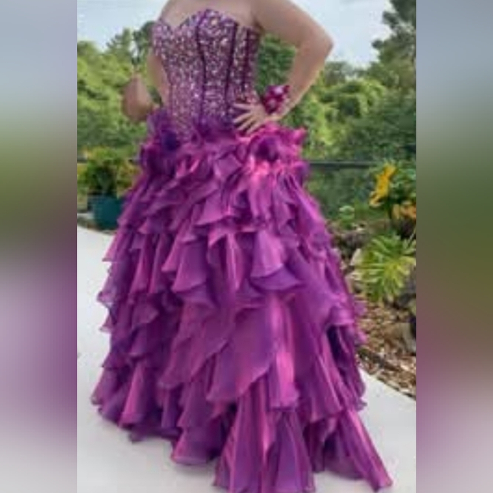 Stunning Purple Ruffled Gown